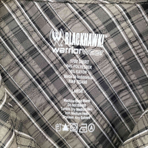BLACKHAWK WARRIORWEAR シアサッカー チェック オープンカラーシャツ メンズ import:L