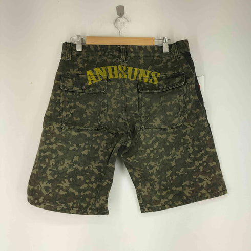 AND SUNS サイドレザー切替 カモフラショーツ メンズ JPN:L