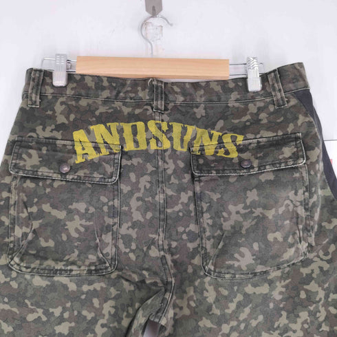 AND SUNS サイドレザー切替 カモフラショーツ メンズ JPN:L