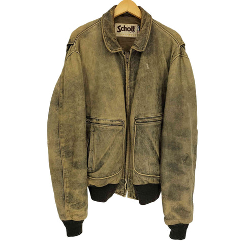 ショット Schott 80S USA製 SPORTWEAR 275L A-2 GENERAL ジップ レザー フライト ジャケット メンズ 46