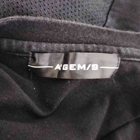 エージェムナイン AGEM/9 メッシュレイヤード ラインストーン半袖Tシャツ メンズ FREE