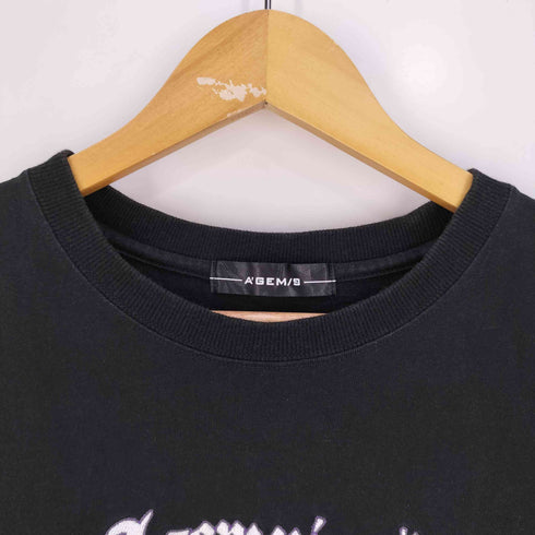 エージェムナイン AGEM/9 ロゴ刺繍 エンジェルモチーフ ラインストーン Tシャツ メンズ FREE