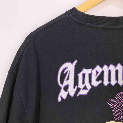 エージェムナイン AGEM/9 ロゴ刺繍 エンジェルモチーフ ラインストーン Tシャツ メンズ FREE