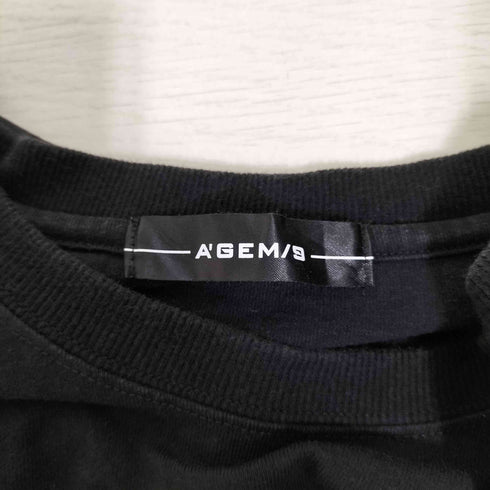 エージェムナイン AGEM/9 ロゴ刺繍 エンジェルモチーフ ラインストーン Tシャツ メンズ FREE
