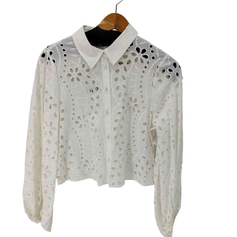 ザラ ZARA レースデザイン L/S シャツ レディース import:M
