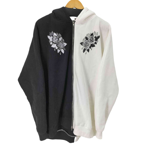 KRYCLOTHING 蛇 バイカラーオーバーサイズダブルジップパーカー 裏起毛 メンズ