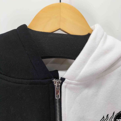 KRYCLOTHING 蛇 バイカラーオーバーサイズダブルジップパーカー 裏起毛 メンズ