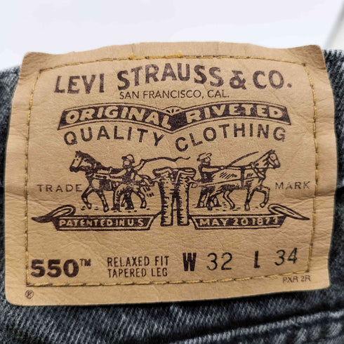 リーバイス Levis 550後染めブラックデニムパンツ 977刻印 オレンジタブ メンズ 32/34