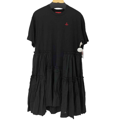 ヴィヴィアンウエストウッドレッドレーベル Vivienne Westwood RED LABEL オーブ刺繍 異素材切替S/Sワンピース レディース 00