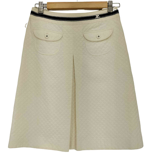 クレージュ courreges シルク混 キルティング フロントスリット タイトスカート レディース JPN:38