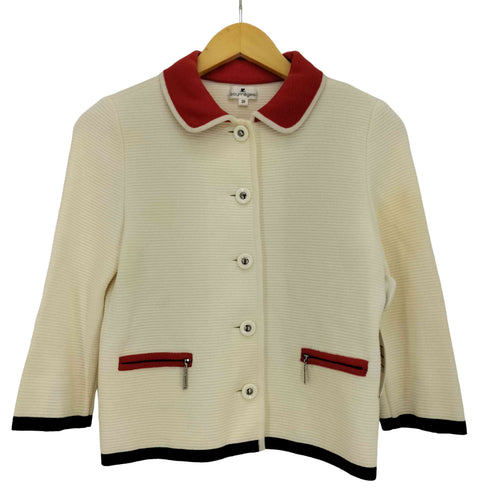 クレージュ courreges 丸襟 七分丈 コットンニットジャケット レディース JPN:38