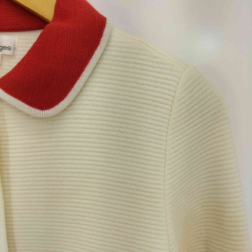 クレージュ courreges 丸襟 七分丈 コットンニットジャケット レディース JPN:38