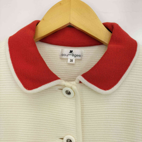 クレージュ courreges 丸襟 七分丈 コットンニットジャケット レディース JPN:38