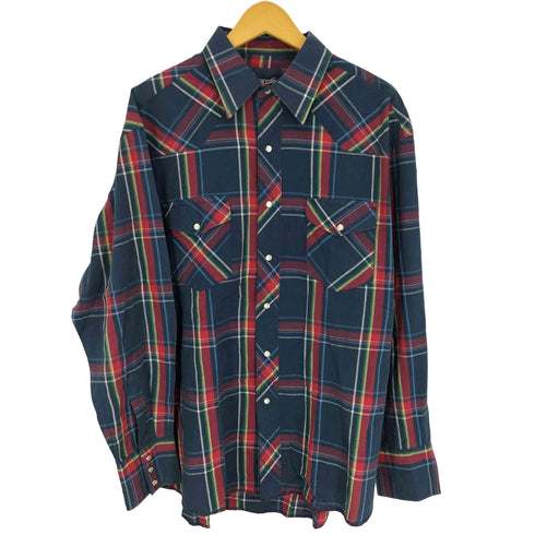 ラングラー Wrangler マドラスチェック 襟芯 フラップポケット スナップボタン L/S レギュラーカラーシャツ メンズ