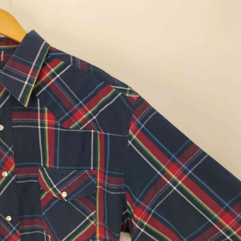 ラングラー Wrangler マドラスチェック 襟芯 フラップポケット スナップボタン L/S レギュラーカラーシャツ メンズ