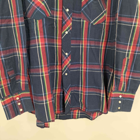 ラングラー Wrangler マドラスチェック 襟芯 フラップポケット スナップボタン L/S レギュラーカラーシャツ メンズ