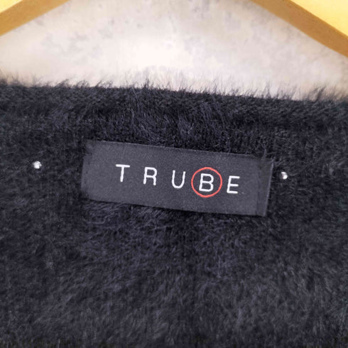 TRUBE ボタンレス パール ニットカーディガン レディース