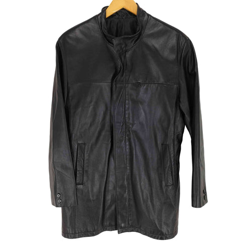 ラムレザー 比翼ハーフコート lamb leather メンズ L
