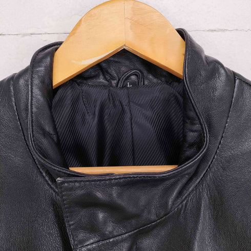 ラムレザー 比翼ハーフコート lamb leather メンズ L