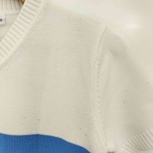 クレージュ courreges コットンナイロン ボーダー Vネック 半袖ニット レディース JPN:9号