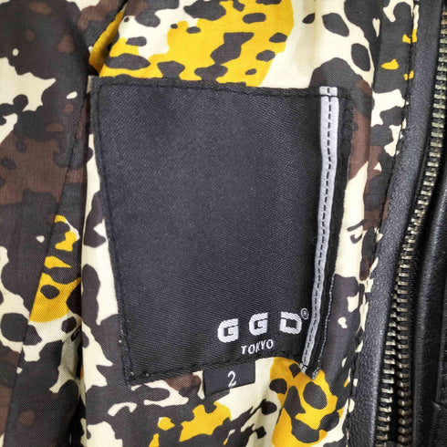 ジージーディー GGD 裏地総柄 ハイネックレザージャケット メンズ 2