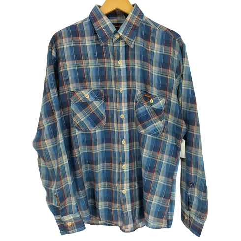 ラングラー Wrangler 80S USA製 マドラスチェック 襟芯 フラップポケット ロゴワッペン ラメ L/S シャツ メンズ import:M