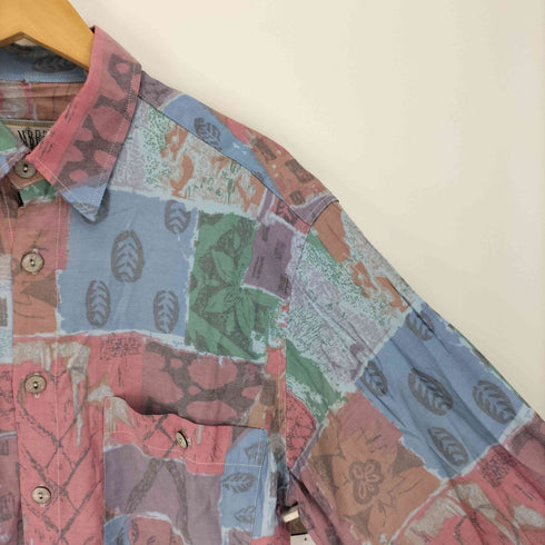 80-90S LAMBERTINO 総柄 リーフ ハート フラワー マルチカラー フラップポケット L/S シャツ メンズ
