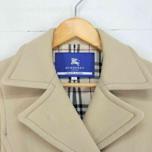 バーバリーブルーレーベル BURBERRY BLUE LABEL 裏地ノヴァチェックウールピーコート レディース 38