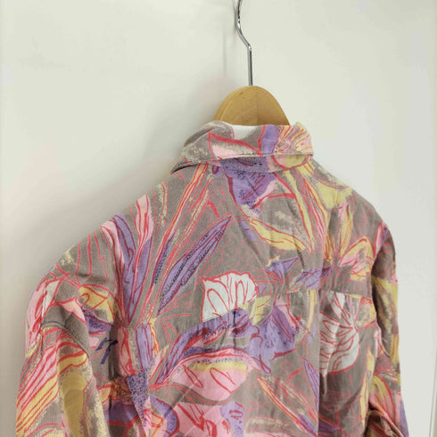 SABUNORU QUALITY 総柄 リーフ マルチカラー 開襟 L/S シャツ メンズ