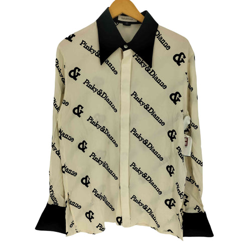 ピンキーアンドダイアン Pinky&Dianne ロゴプリント デカ襟 シルク 比翼ボタン L/S シャツ メンズ import:M