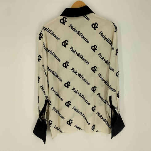 ピンキーアンドダイアン Pinky&Dianne ロゴプリント デカ襟 シルク 比翼ボタン L/S シャツ メンズ import:M