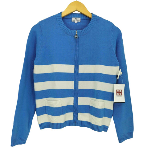 クレージュ courreges コットンナイロン ボーダー ジップアップ ニットジャケット レディース JPN:9号