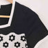 クレージュ courreges スクエアネック 花 ビーズ 半袖ニット レディース JPN:38