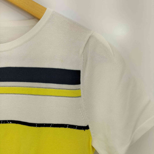 クレージュ courreges スパンコール ラメ ボーダー クルーネックTシャツ レディース JPN:38
