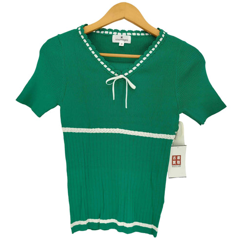 クレージュ courreges レースドッキング リボン リブニット レディース JPN:38