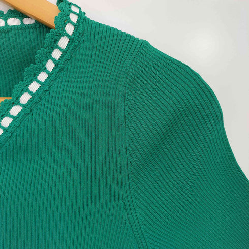クレージュ courreges レースドッキング リボン リブニット レディース JPN:38