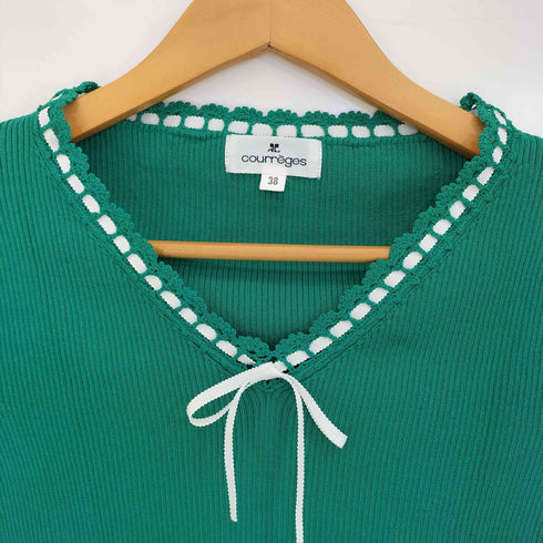 クレージュ courreges レースドッキング リボン リブニット レディース JPN:38