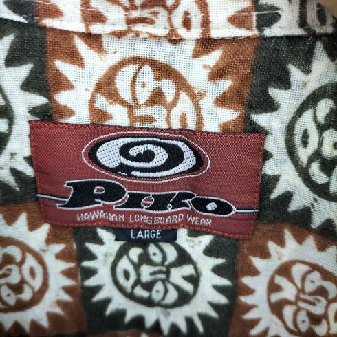 ピコ PIKO 総柄 太陽 S/S 開襟 オープンカラーシャツ メンズ JPN:L