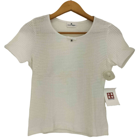 クレージュ courreges リボン ロゴストラップ クルーネックTシャツ レディース JPN:38