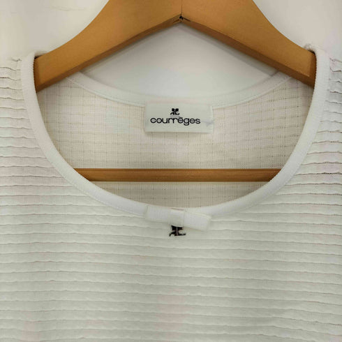クレージュ courreges リボン ロゴストラップ クルーネックTシャツ レディース JPN:38
