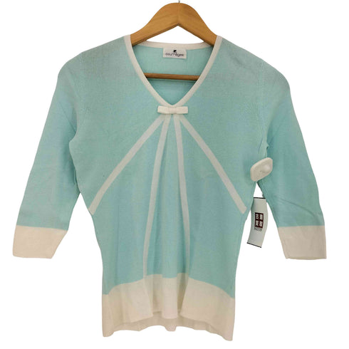 クレージュ courreges リボン 七分丈 Vネックニット レディース JPN:9号