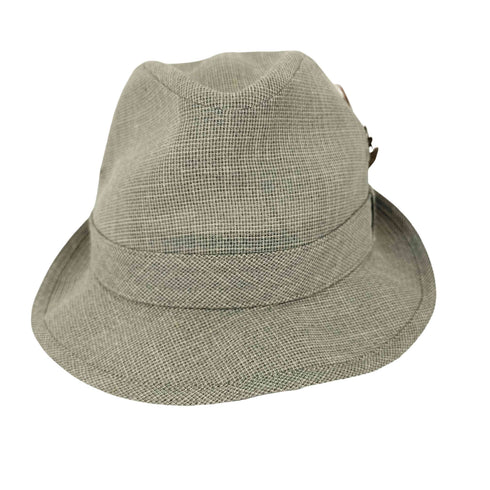 ボルサリーノ Borsalino リネン 中折れハット ロゴ刺繍 羽根 メンズ 55cm