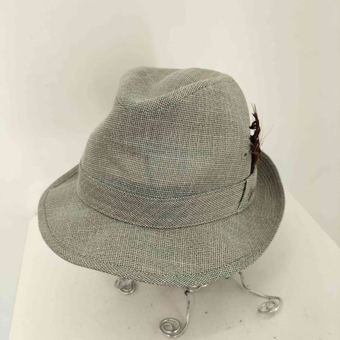 ボルサリーノ Borsalino リネン 中折れハット ロゴ刺繍 羽根 メンズ 55cm