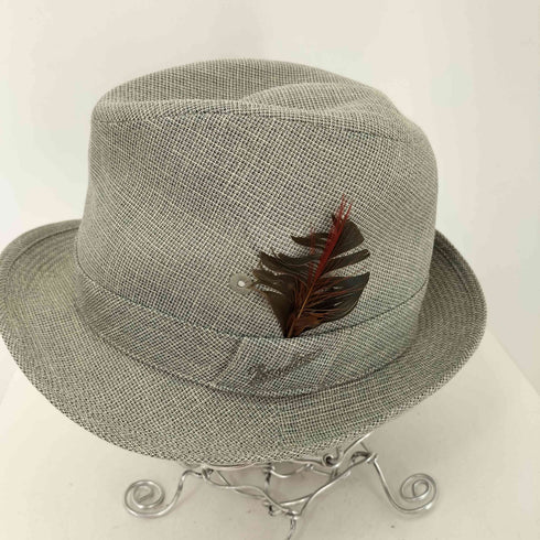 ボルサリーノ Borsalino リネン 中折れハット ロゴ刺繍 羽根 メンズ 55cm