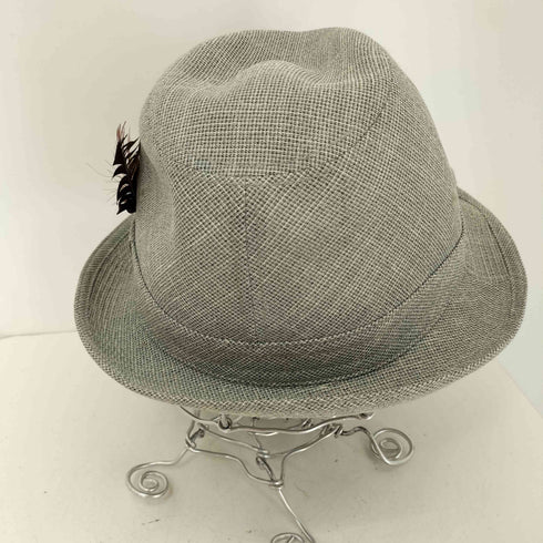 ボルサリーノ Borsalino リネン 中折れハット ロゴ刺繍 羽根 メンズ 55cm
