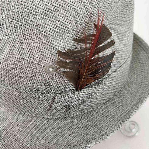 ボルサリーノ Borsalino リネン 中折れハット ロゴ刺繍 羽根 メンズ 55cm