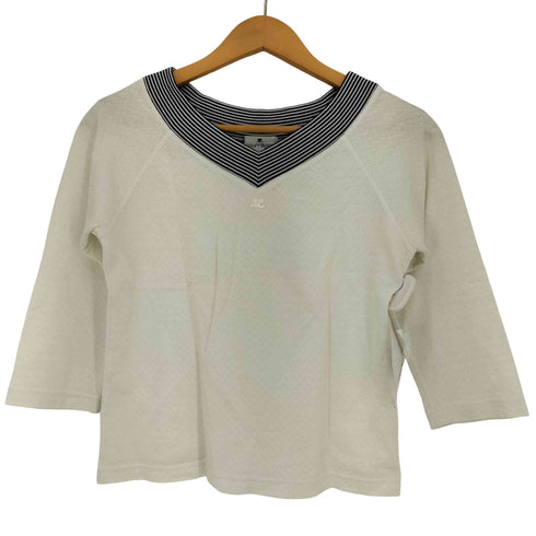 クレージュ courreges リブライン VネックTシャツ レディース JPN:9号