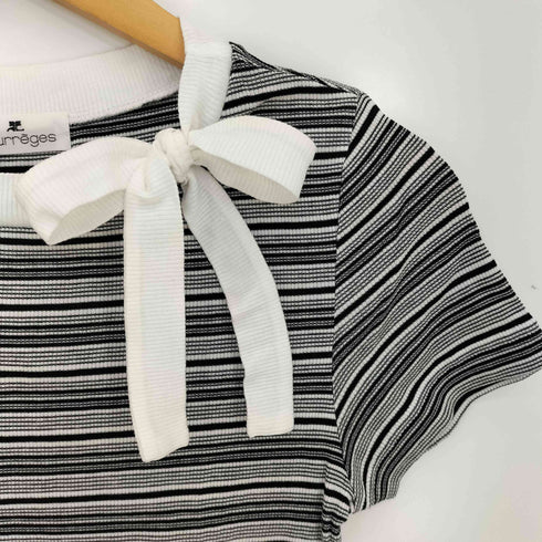 クレージュ courreges ボーダー 襟リボン クルーネック コットンニット レディース JPN:9号