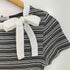クレージュ courreges ボーダー 襟リボン クルーネック コットンニット レディース JPN:9号