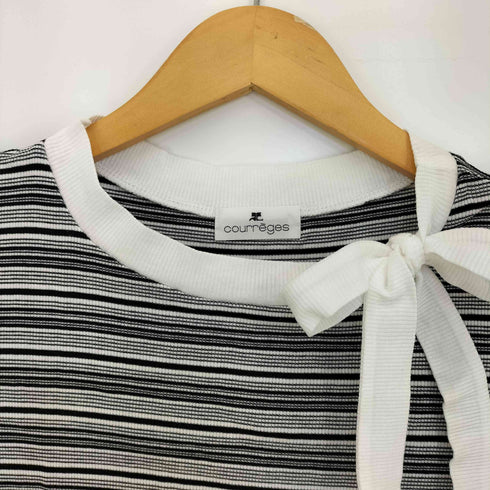 クレージュ courreges ボーダー 襟リボン クルーネック コットンニット レディース JPN:9号